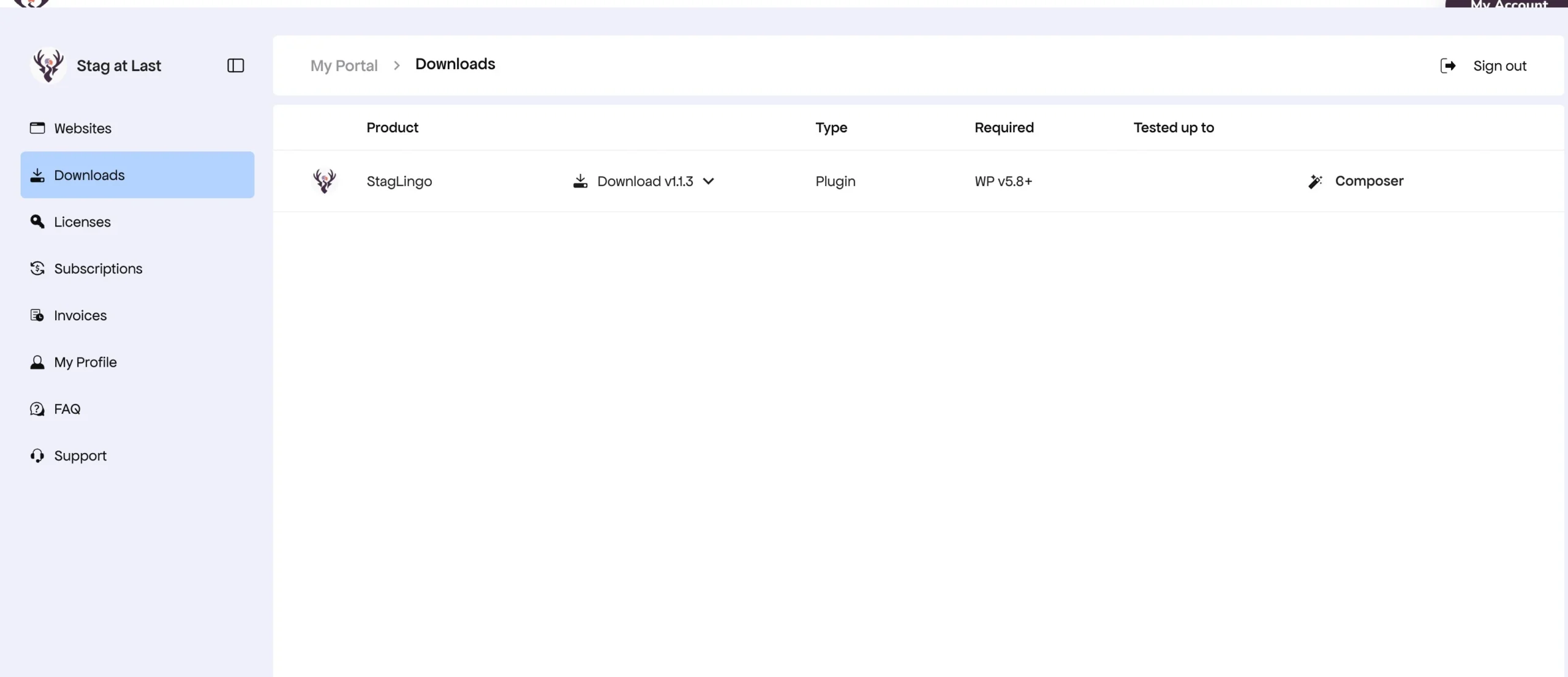 StagLingo Premium download available in the My Account portal